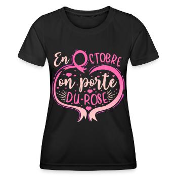 Octobre Ruban Rose Cancer du Sein Sensibilisation - T-shirt sport Femme - noir - Devant - AI Model Female 172 light (172cm)