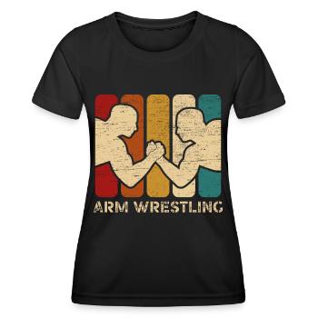Lustiges Arm Wrestling Vintage Arm Wrestling - Frauen Funktions-T-Shirt - Schwarz - Vorne - AI Model Female 172 light (172cm)