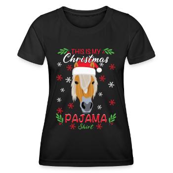 Haflinger Pferd This is my Christmas Pajama Shirt - Frauen Funktions-T-Shirt - Schwarz - Vorne - AI Model Female 172 light (172cm)