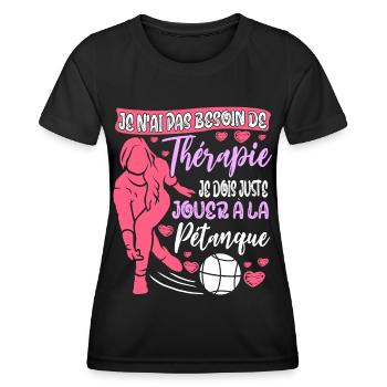Pétanque Boules Tireur Pointeur Pétanque Joueur - T-shirt sport Femme - noir - Devant - AI Model Female 172 light (172cm)