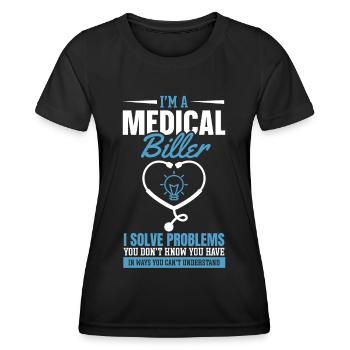 Codage médical ICD Je suis un facturier médical - T-shirt sport Femme - noir - Devant - AI Model Female 172 light (172cm)