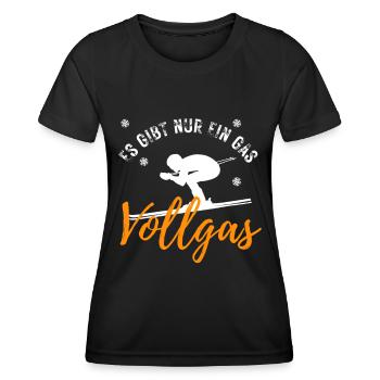 Es gibt nur ein Gas Vollgas Wintersport Skifahrer - Frauen Funktions-T-Shirt - Schwarz - Vorne - AI Model Female 172 light (172cm)