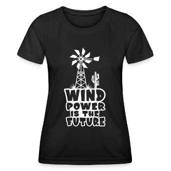 Windkraft Ist Die Zukunft Windrad Windenergie - Frauen Funktions-T-Shirt - Schwarz - Vorne - AI Model Female 172 light (172cm)