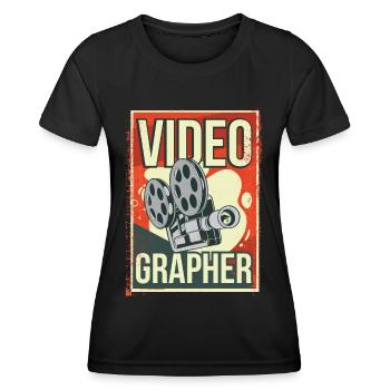 Videofilmer Kameramann Filmer Editor Filmeditor - Frauen Funktions-T-Shirt - Schwarz - Vorne - AI Model Female 172 light (172cm)