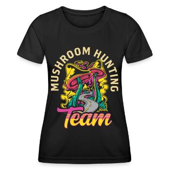 Équipe Chasse aux champignons Cueillette de champignons Cueillette de champignons Cueillette de champignons Champignons - T-shirt sport Femme - noir - Devant - AI Model Female 172 light (172cm)