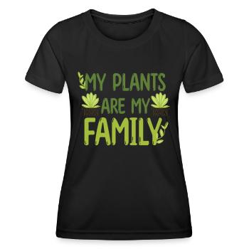 Mes plantes sont ma plante de jardin familial - T-shirt sport Femme - noir - Devant - AI Model Female 172 light (172cm)