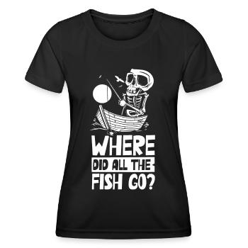 Wo Sind Die Ganzen Fische Hin? Fischer Fischen - Frauen Funktions-T-Shirt - Schwarz - Vorne - AI Model Female 172 light (172cm)
