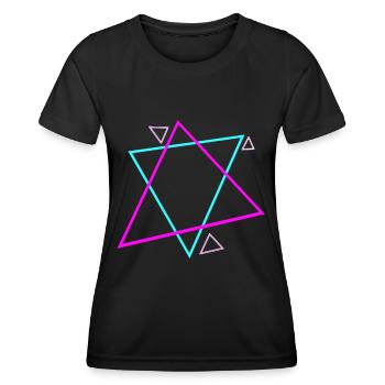 90s Symbole Muster 90er Jahre Design - Frauen Funktions-T-Shirt - Schwarz - Vorne - AI Model Female 172 light (172cm)