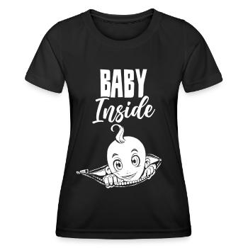 Baby Inside Baby Inside Pregnant Announcement - Women's Functional T-Shirt - black - Front - AI Model Female 172 light (172cm)