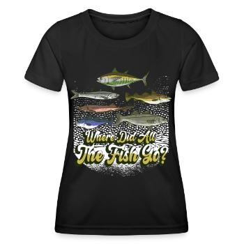 Wo Sind Die Ganzen Fische Hin? Fischen Fischer - Frauen Funktions-T-Shirt - Schwarz - Vorne - AI Model Female 172 light (172cm)