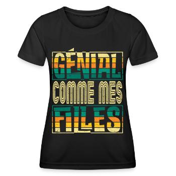 Génial Comme Mes Filles Parents Mère - T-shirt sport Femme - noir - Devant - AI Model Female 172 light (172cm)