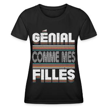 Génial Comme Mes Filles Parents Mère - T-shirt sport Femme - noir - Devant - AI Model Female 172 light (172cm)