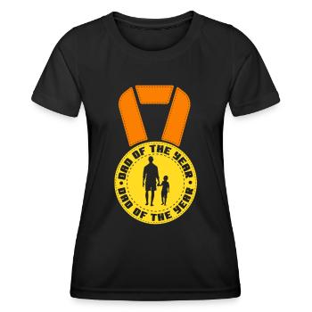 Père de l’année Papa Dictons Papa Fête des Pères - T-shirt sport Femme - noir - Devant - AI Model Female 172 light (172cm)