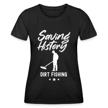 Geschichte Speichern Dirt Fishing Metal Detecting - Frauen Funktions-T-Shirt - Schwarz - Vorne - AI Model Female 172 light (172cm)