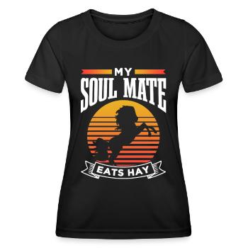 Mein Seelenverwandter Frisst Heu Reiten Pferd - Frauen Funktions-T-Shirt - Schwarz - Vorne - AI Model Female 172 light (172cm)