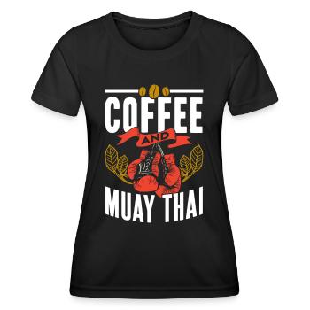 Kaffee Und Muay Thai Kampfsport Kampf Kämpfer - Frauen Funktions-T-Shirt - Schwarz - Vorne - AI Model Female 172 light (172cm)