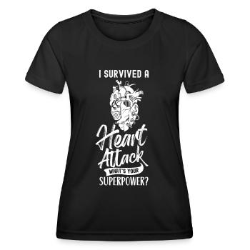 Habe Einen Herzinfarkt Überlebt Deine Superkraft - Frauen Funktions-T-Shirt - Schwarz - Vorne - AI Model Female 172 light (172cm)