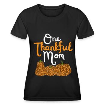 Thankful Mom Mom Autumn Pumpkin Leopard Gratitude - Women's Functional T-Shirt - black - Front - AI Model Female 172 light (172cm)