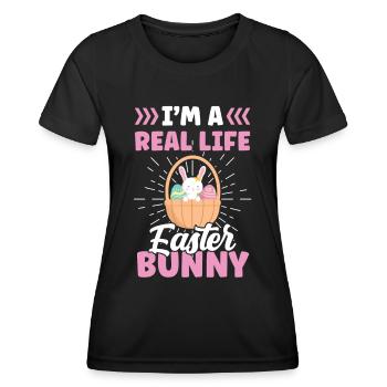 Je suis un vrai lapin de Pâques Pâques Pâques - T-shirt sport Femme - noir - Devant - AI Model Female 172 light (172cm)