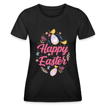 Joyeuses Pâques Pâques Pâques Pâques Lapin de Pâques Dictons - T-shirt sport Femme - noir - Devant - AI Model Female 172 light (172cm)