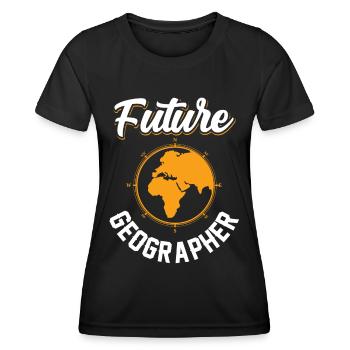 Future Geography Student Geography - Women's Functional T-Shirt - black - Front - AI Model Female 172 light (172cm)