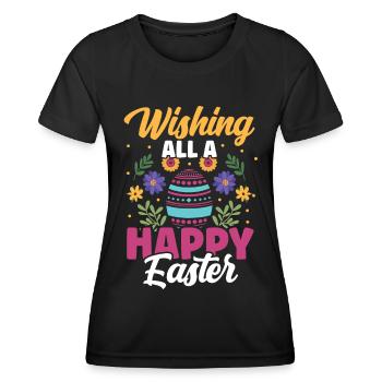 Wünsche Allen Ein Frohes Osterfest Osterei Ostern - Frauen Funktions-T-Shirt - Schwarz - Vorne - AI Model Female 172 light (172cm)