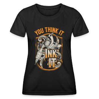 Tatoueur Tattoo Studio TattooIng - T-shirt sport Femme - noir - Devant - AI Model Female 172 light (172cm)