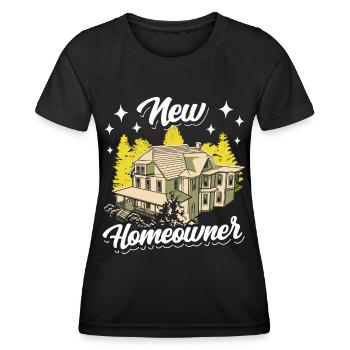 Maison neuve Propriétaire Propriétaire Propriétaire Propriétaire - T-shirt sport Femme - noir - Devant - AI Model Female 172 light (172cm)