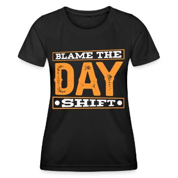 Blâmer le travail de nuit de jour - T-shirt sport Femme - noir - Devant - AI Model Female 172 light (172cm)