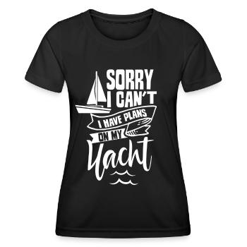 Malheureusement, je ne peux pas avoir de plans pour mon yacht - T-shirt sport Femme - noir - Devant - AI Model Female 172 light (172cm)