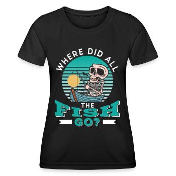Wo Sind Die Ganzen Fische Hin? Fischen Fischer - Frauen Funktions-T-Shirt - Schwarz - Vorne - AI Model Female 172 light (172cm)