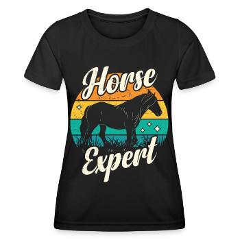Pferdeexperte Pferd Reiterhof Reiten Reiter - Frauen Funktions-T-Shirt - Schwarz - Vorne - AI Model Female 172 light (172cm)