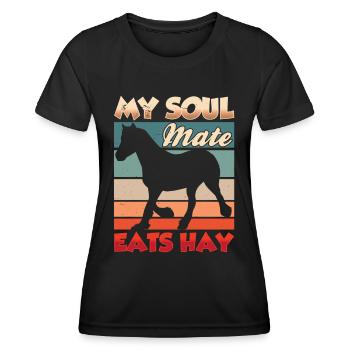 Mon âme sœur mange de l’équitation de foin - T-shirt sport Femme - noir - Devant - AI Model Female 172 light (172cm)