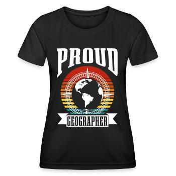 Fier géographe Profession de géographe Géographie - T-shirt sport Femme - noir - Devant - AI Model Female 172 light (172cm)