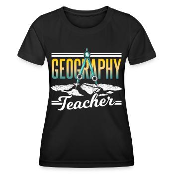 Professeur de géographie Profession Géographe Géographie - T-shirt sport Femme - noir - Devant - AI Model Female 172 light (172cm)