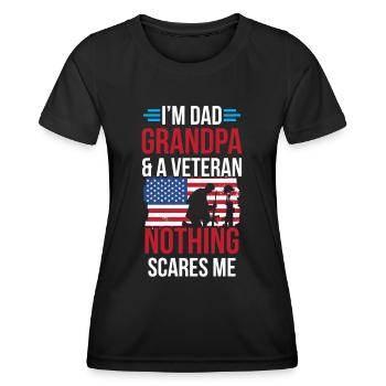 Papa Opa Und Veteran Nichts Macht Mir Angst Vater - Frauen Funktions-T-Shirt - Schwarz - Vorne - AI Model Female 172 light (172cm)