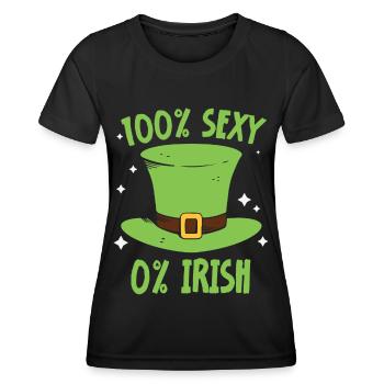 100 Prozent Sexy 0 Prozent Irisch Irland Ire - Frauen Funktions-T-Shirt - Schwarz - Vorne - AI Model Female 172 light (172cm)
