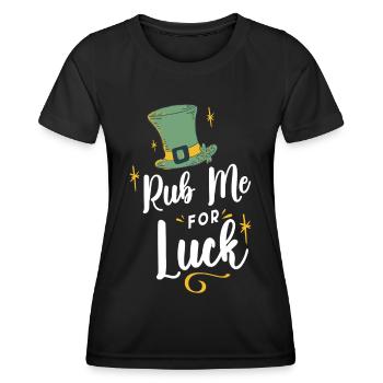 Reibe Mich Für Glück Ire Irisch Gälisch Irland - Frauen Funktions-T-Shirt - Schwarz - Vorne - AI Model Female 172 light (172cm)