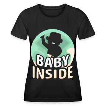 Baby Inside Pregnant Baby Inside Announcement - Women's Functional T-Shirt - black - Front - AI Model Female 172 light (172cm)
