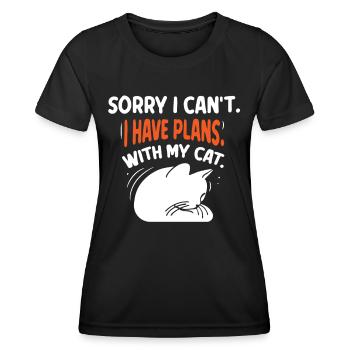 Malheureusement, je ne peux pas avoir de plans avec mon chat - T-shirt sport Femme - noir - Devant - AI Model Female 172 light (172cm)