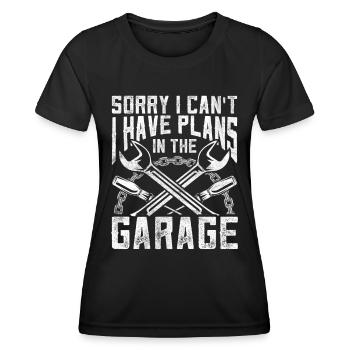 Je ne peux malheureusement pas avoir de plans dans le garage - T-shirt sport Femme - noir - Devant - AI Model Female 172 light (172cm)