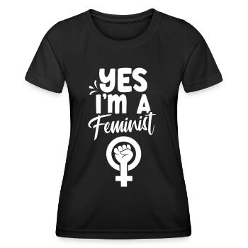 Oui je suis féministe féministe - T-shirt sport Femme - noir - Devant - AI Model Female 172 light (172cm)