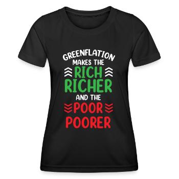 Greenflation riche riche plus riche et pauvre plus pauvre - T-shirt sport Femme - noir - Devant - AI Model Female 172 light (172cm)
