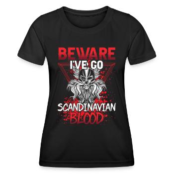 Attention J’ai du sang scandinave nordique - T-shirt sport Femme - noir - Devant - AI Model Female 172 light (172cm)