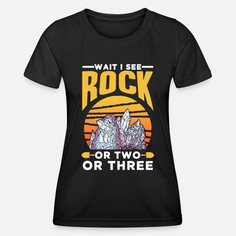 Warte Ich Sehe Einen Stein Oder Zwei Oder Drei - Frauen Funktions-T-Shirt - Schwarz