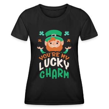 Tu es mon porte-bonheur Irlandais Irlande Irlandais - T-shirt sport Femme - noir - Devant - AI Model Female 172 light (172cm)