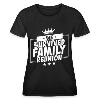 Nous avons survécu au regroupement familial - T-shirt sport Femme - noir - Devant - AI Model Female 172 light (172cm)
