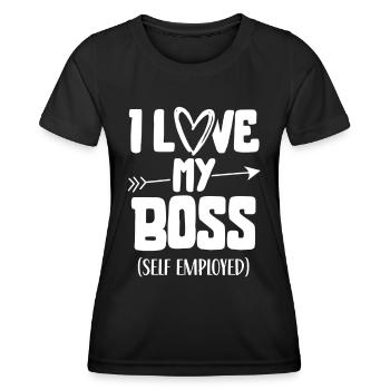 J’aime mon patron indépendant freelance - T-shirt sport Femme - noir - Devant - AI Model Female 172 light (172cm)