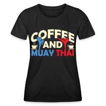 Café et Muay Thai Combat de combattant d’arts martiaux - T-shirt sport Femme - noir - Devant - AI Model Female 172 light (172cm)