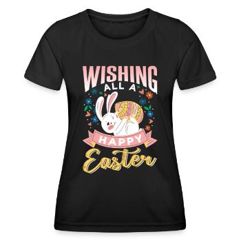 Wir Wünschen Allen Ein Frohes Osterfest Ostern - Frauen Funktions-T-Shirt - Schwarz - Vorne - AI Model Female 172 light (172cm)